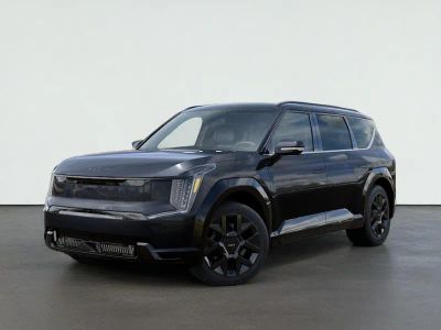 2026 Kia EV9 LAND in Panthera Metal — front three-quarter view