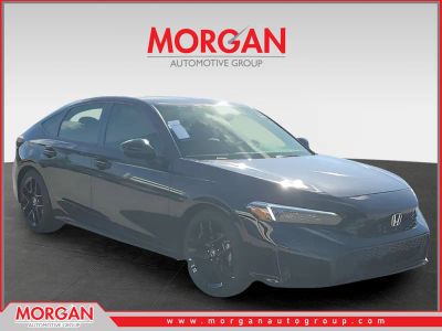 2026 Honda Civic Hatchback Sport in Crystal Black Pearl — front three-quarter view