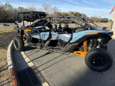 2026 Can-Am® Maverick X3 MAX DS Turbo RR Scandi Blue &amp; Orange Crush — front three-quarter view