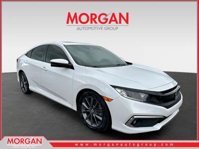 2020 Honda Civic Sedan EX in White — front three-quarter view