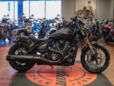 2026 Indian Motorcycle 101 Scout Black Crystal with Super Graphite in BLACK — front three-quarter view