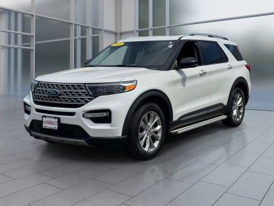 2021 Ford Explorer Limited in White Metallic — front three-quarter view