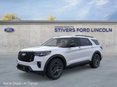 2026 Ford Explorer ST in Space White Metallic — front three-quarter view