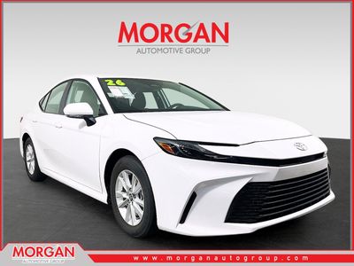 2026 Toyota Camry LE in White — front three-quarter view