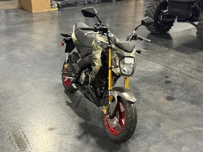 2026 Kawasaki Z125 PRO Cypher Camo Beige in CYPHER CAMO BEIGE — front three-quarter view