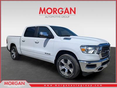 2024 Ram 1500 Laramie in White — front three-quarter view
