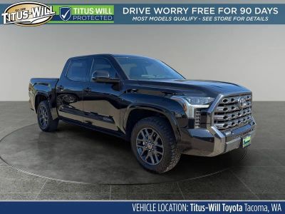2023 Toyota Tundra Platinum in Midnight Black Metallic — front three-quarter view