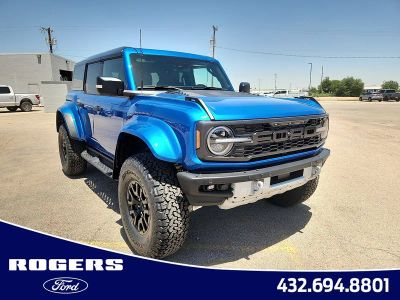 2026 Ford Bronco Raptor in Velocity Blue Metallic — front three-quarter view