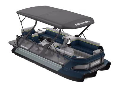 2026 Sea-Doo Switch Cruise Limited™ 21 - 300 hp - Double Bimini Galvanized — front three-quarter view