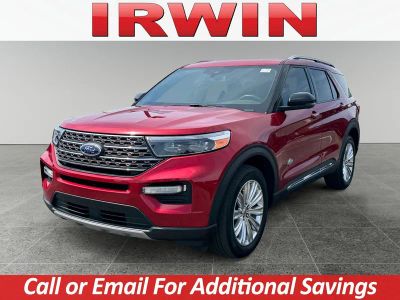 2023 Ford Explorer King Ranch in Red — front three-quarter view