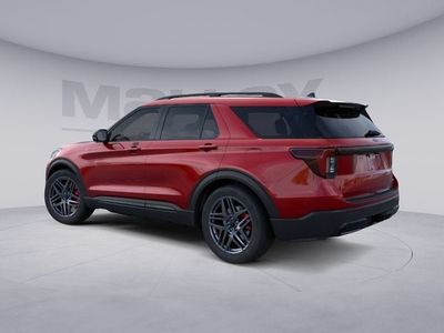 2026 Ford Explorer ST-Line in Rapid Red Metallic Tinted Clearcoat — front three-quarter view
