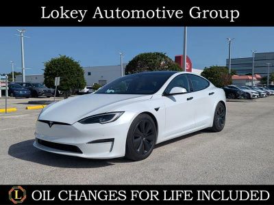 2022 Tesla Model S Base in White — front three-quarter view