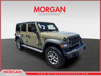 2025 Jeep Wrangler Sport S in Green — front three-quarter view
