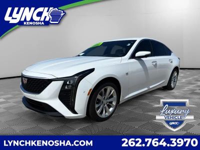 2025 Cadillac CT5 Premium Luxury in Summit White — front three-quarter view