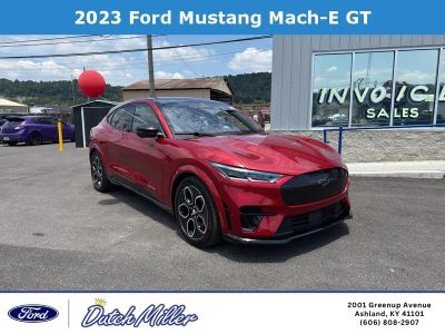 2023 Ford Mustang Mach-E GT in Rapid Red Metallic Tinted Clearcoat — front three-quarter view