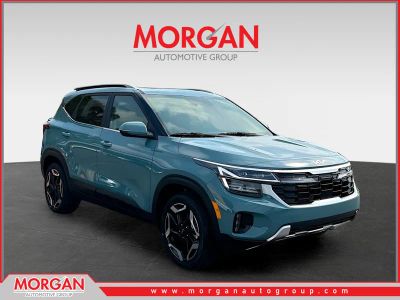 2026 Kia Seltos SX in Blue — front three-quarter view