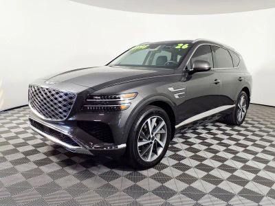 2026 Genesis GV80 2.5T Advanced in Makalu Gray — front three-quarter view