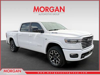 2026 Ram 1500 Laramie in White — front three-quarter view