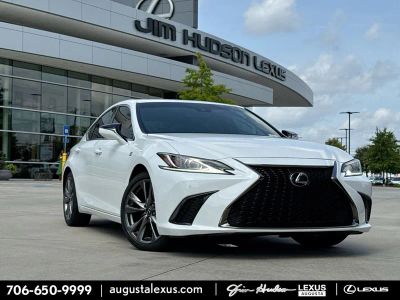 2019 Lexus ES 350 F Sport BACKED BY HUDSON in Ultra White — front three-quarter view