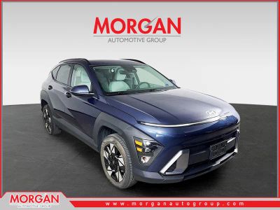 2024 Hyundai Kona SEL in Denim Blue Pearl — front three-quarter view