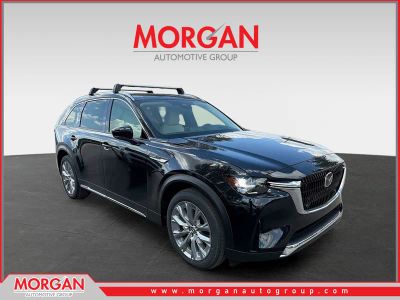 2026 Mazda CX-90 Premium Plus in Jet Black Mica — front three-quarter view