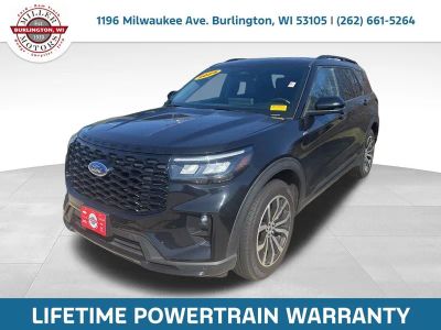 2025 Ford Explorer ST-Line in Black Metallic — front three-quarter view