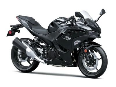 2026 Kawasaki Ninja® 500 Metallic Flat Spark Black — front three-quarter view