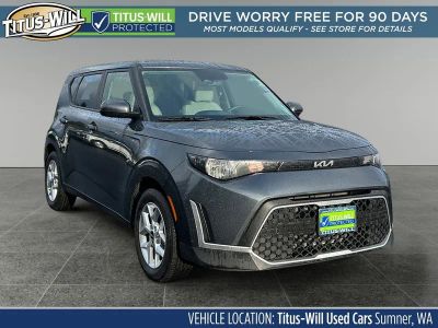 2025 Kia Soul LX in Gray — front three-quarter view