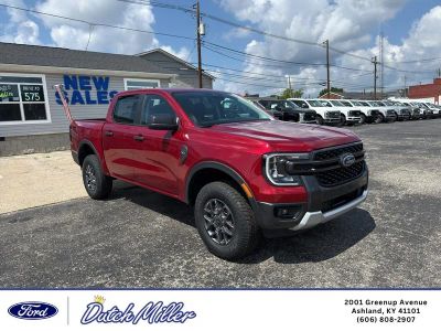 2026 Ford Ranger XLT in Ruby Red Metallic Tinted Clearcoat — front three-quarter view