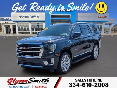 2023 GMC Yukon SLT in Titanium Rush Metallic — front three-quarter view