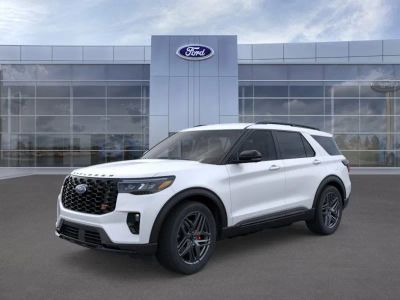 2026 Ford Explorer in AZ White — front three-quarter view