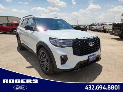 2026 Ford Explorer ST in Space White Metallic — front three-quarter view