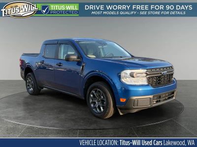 2024 Ford Maverick XLT in Blue Metallic — front three-quarter view