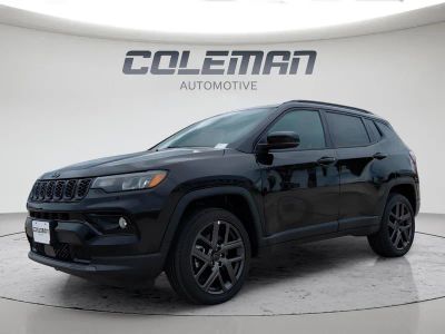 2026 Jeep Compass Limited Altitude in Diamond Black Crystal Pearl-Coat Exterior Paint — front three-quarter view