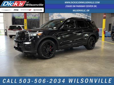 2023 Ford Explorer ST in Agate Black Metallic — front three-quarter view