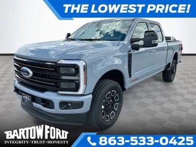 2026 Ford F-250SD Platinum 4WD CREW CAB in Gray Metallic — front three-quarter view