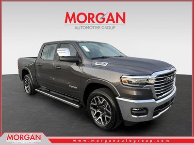 2026 Ram 1500 Laramie in Gray — front three-quarter view