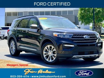 2023 Ford Explorer XLT CERTIFIED CO PILOT 360 ASSIST + NAVI in Black Metallic — front three-quarter view