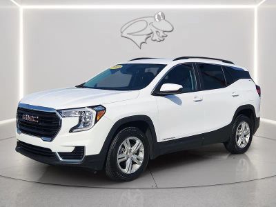 2023 GMC Terrain SLE in Summit White — front three-quarter view