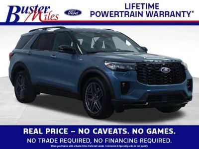 2026 Ford Explorer ST-Line in Vapor Blue Metallic — front three-quarter view