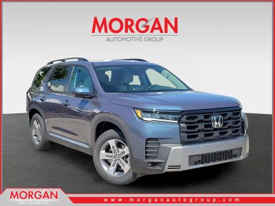 2026 Honda Pilot EX-L in Smoke Blue Pearl — front three-quarter view