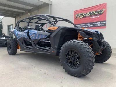 2026 Can-Am® Maverick X3 MAX DS Turbo RR Scandi Blue &amp; Orange Crush — front three-quarter view
