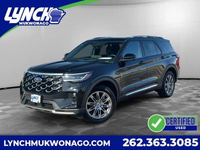 2026 Ford Explorer Platinum in Agate Black Metallic — front three-quarter view