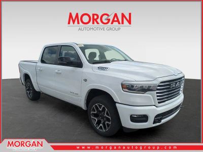 2026 Ram 1500 Laramie in White — front three-quarter view