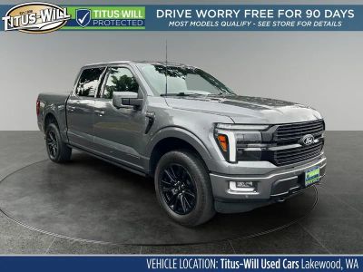 2025 Ford F-150 Platinum in Gray Metallic — front three-quarter view