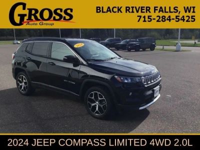 2024 Jeep Compass Limited in Diamond Black Crystal Pearlcoat — front three-quarter view