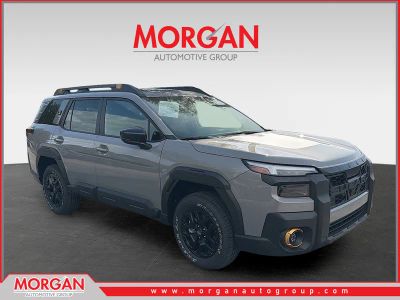 2026 Subaru Outback Wilderness in River Rock Pearl — front three-quarter view