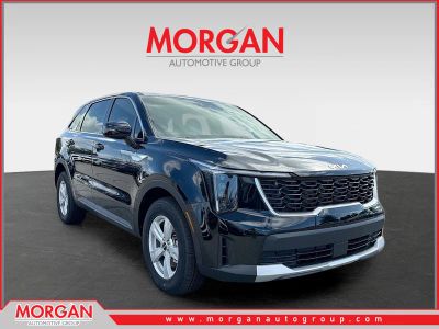2026 Kia Sorento LX in Ebony Black — front three-quarter view