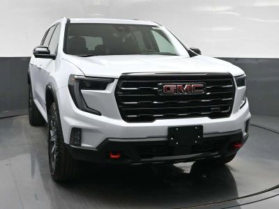 2026 GMC Acadia AT4 in Glacier White Tricoat — front three-quarter view