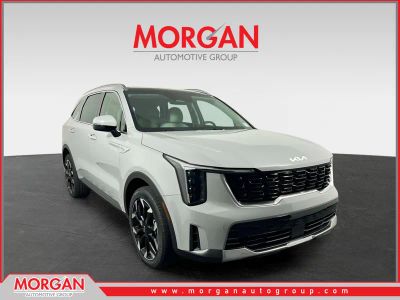 2026 Kia Sorento EX in Glacial White Pearl — front three-quarter view